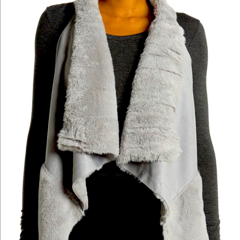 💥NWT💥 Coffee Shop Faux Fur & Faux Suede Draped Vest